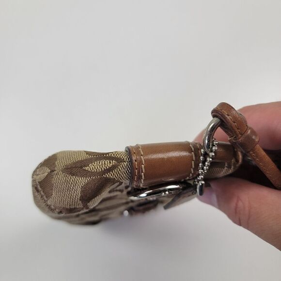 Vtg Y2K Coach Signature Monogram Wristlet Brown Tan Purse Handbag - Picture 8 of 9